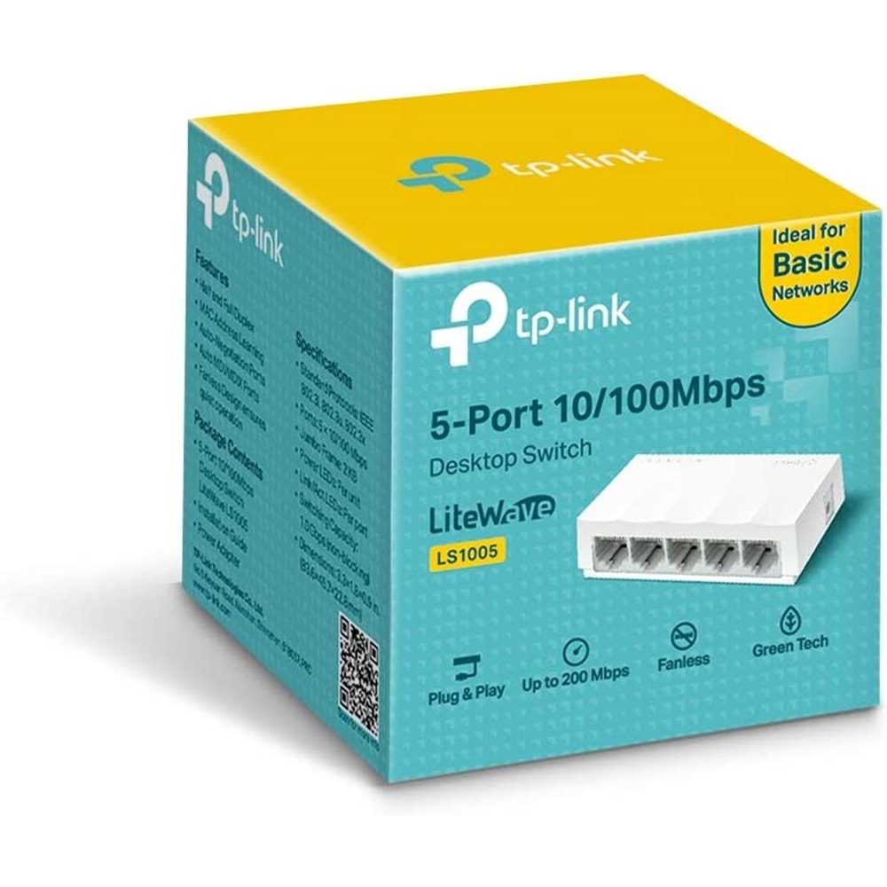 TP-Link LS1005 LiteWave 5-Port 10/100 Mbps Desktop Switch (Plastik Kasa)