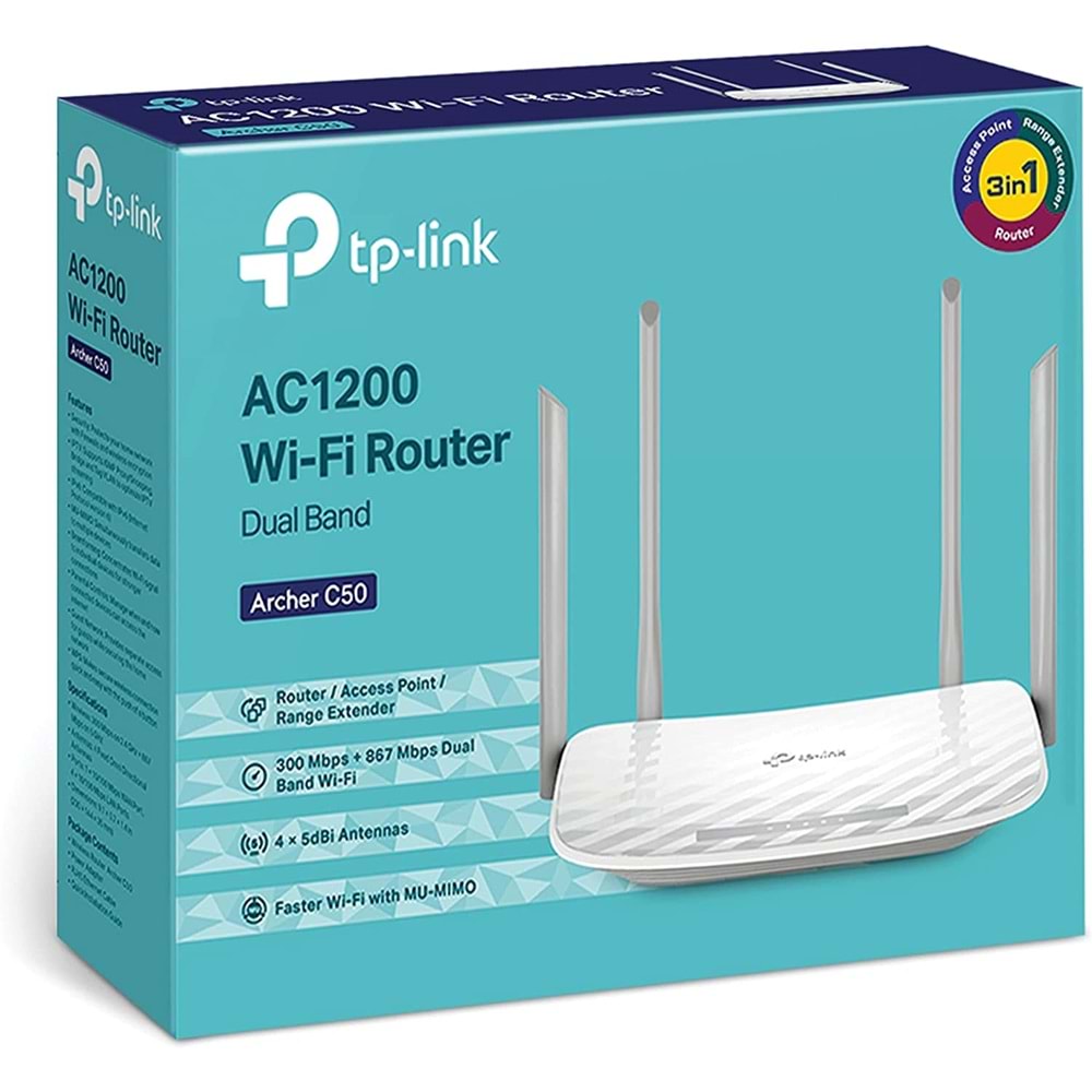 TP-Link Archer C50 AC1200 Mbps Kablosuz Dual-Band Access Point Router