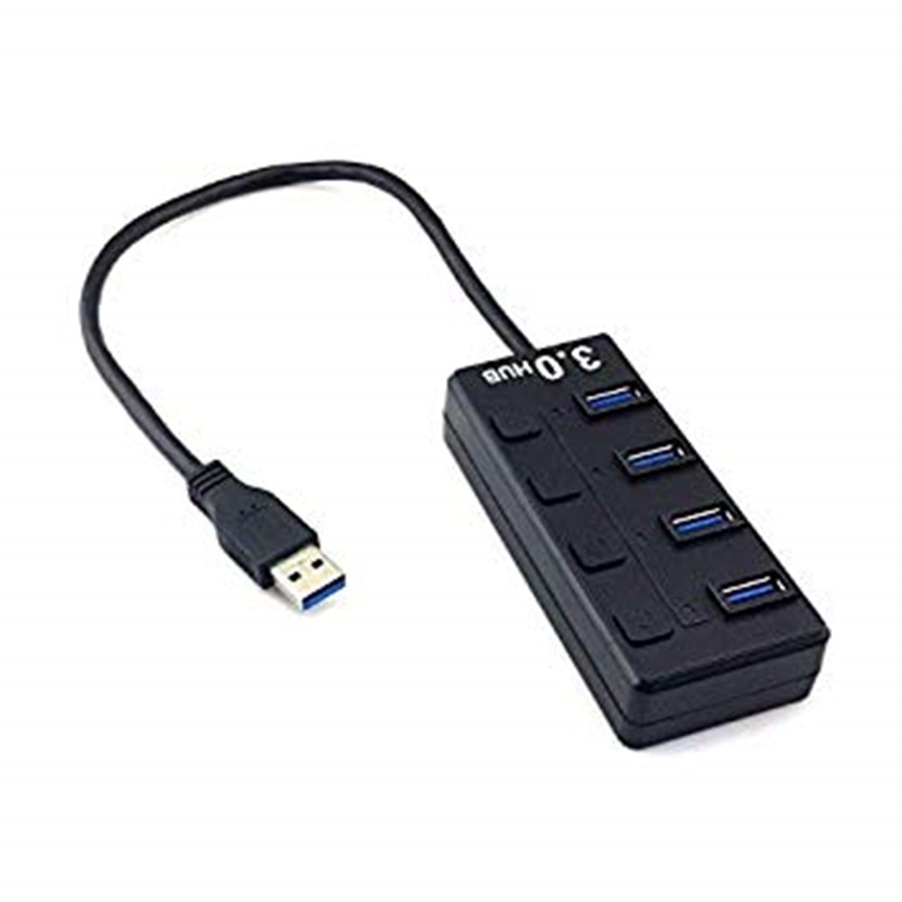 4 port Usb 3.0 Çoklayıcı hub anahtarlı 30cm kablo