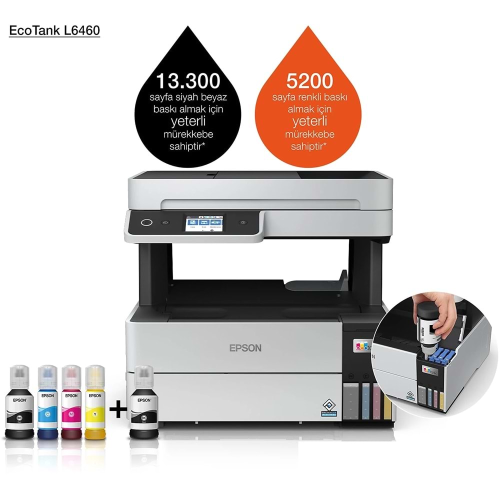Epson EcoTank L6460 Mürekkep Püskürtmeli Çok Fonksiyonlu Yazıcı Wi-Fi