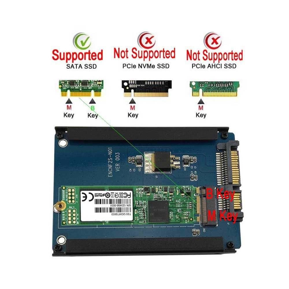 B+M Key M.2 NGFF SSD To 2.5 Sata HDD Harddisk Kutusu