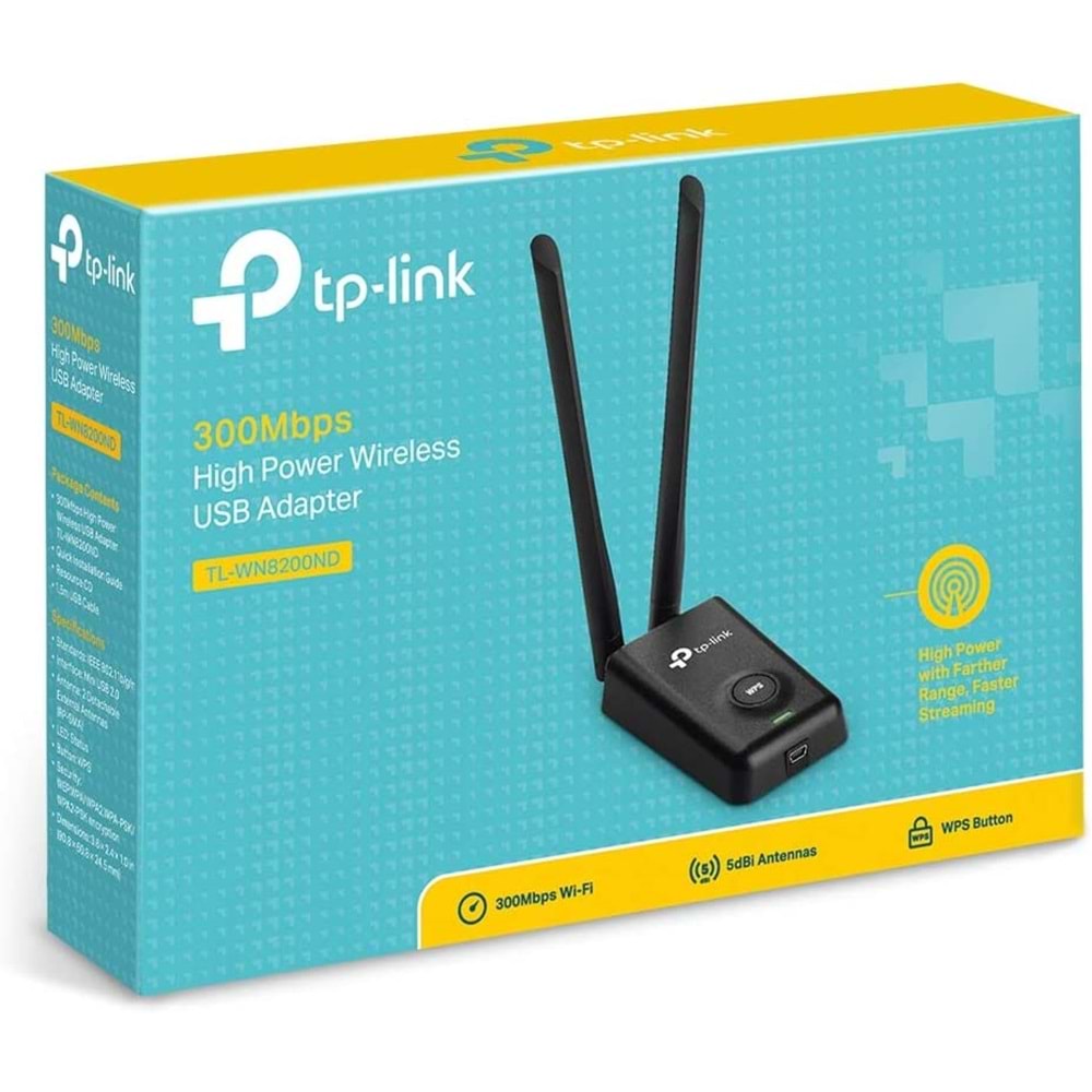 TP-Link TL-WN8200ND N300 Mbps Yüksek Güçlü Kablosuz USB Adaptör