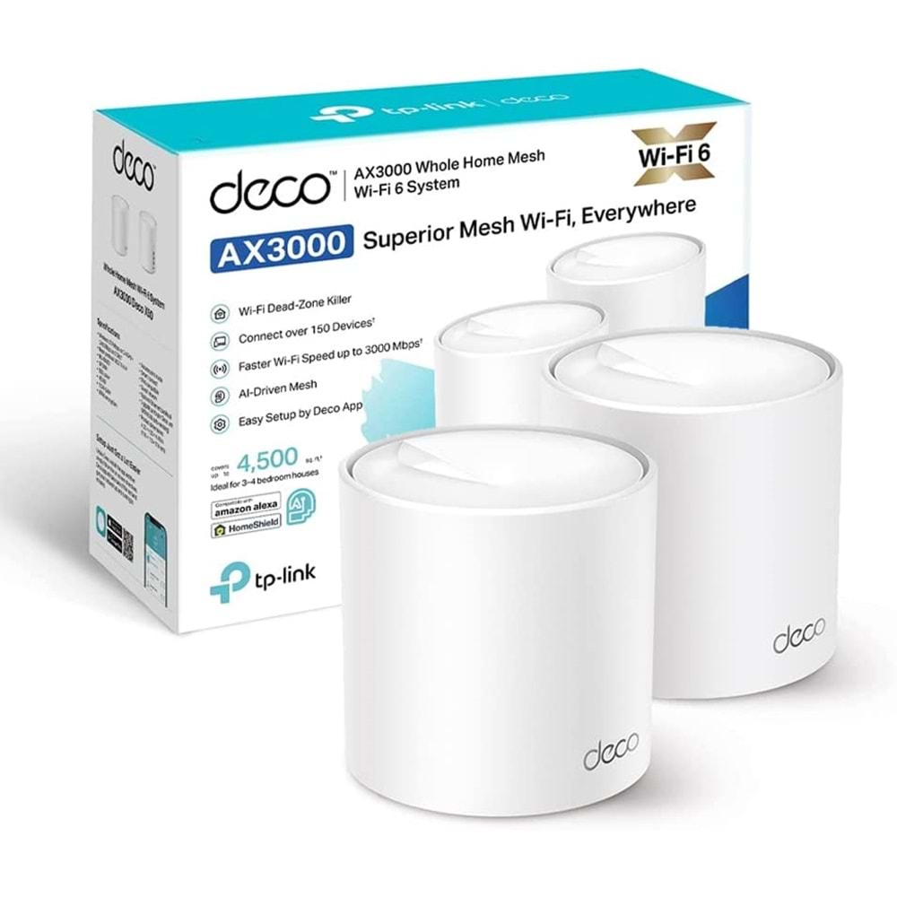 Deco X50 2 Pack AX3000 Mbps Tüm Ev Mesh Wi-Fi 6 Sistemi ( 2’li Paket )