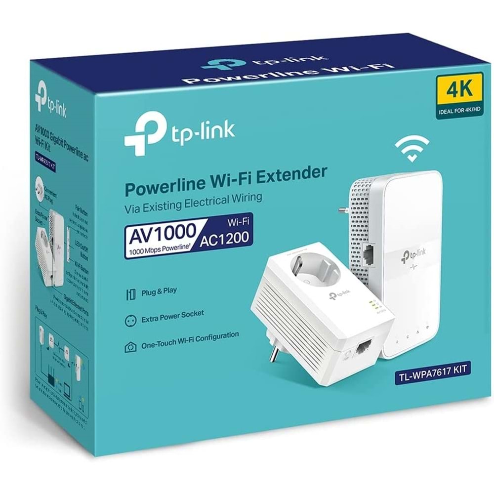 TP-Link TL-WPA7617 KIT AV1000 Gigabit AC1200 Mbps Wi-Fi Powerline Adaptör Kiti