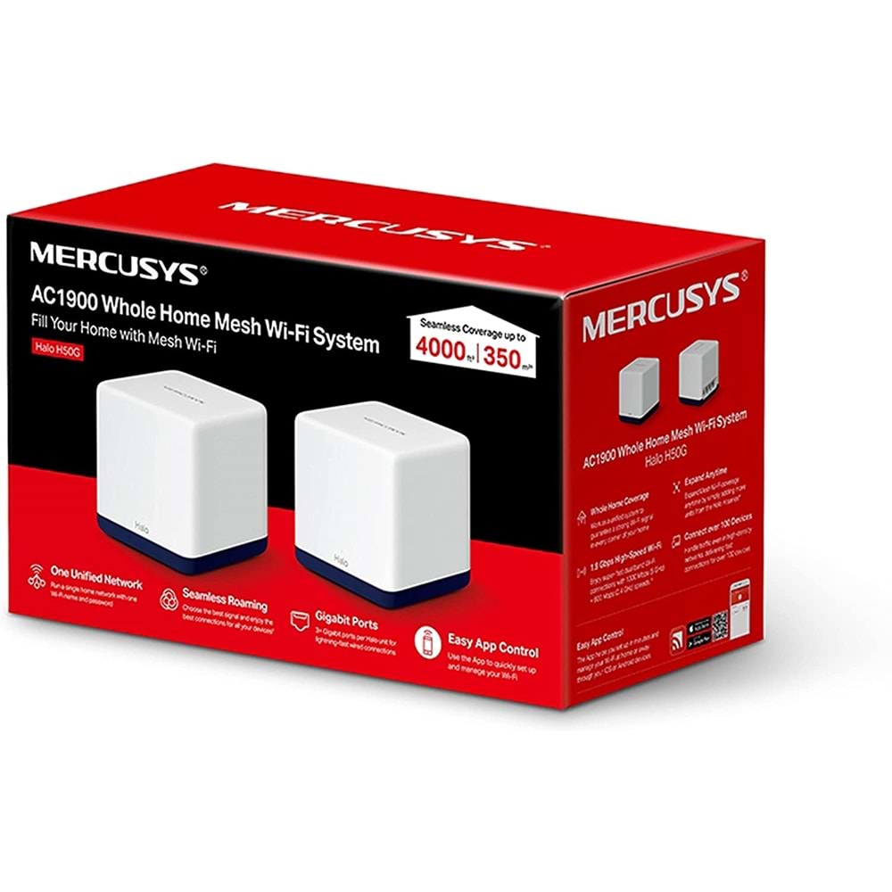 Mercusys Halo H50G (2-pack), AC1900 Tüm Ev Mesh Wi-Fi Sistemi