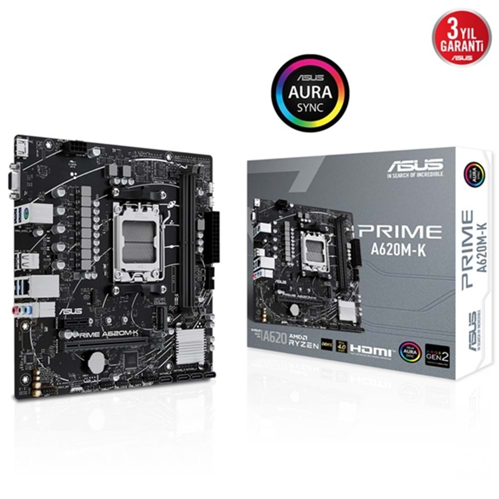Asus PRIME A620M-K AMD A620 6400 MHz (OC) DDR5 Soket AM5 mATX Anakart