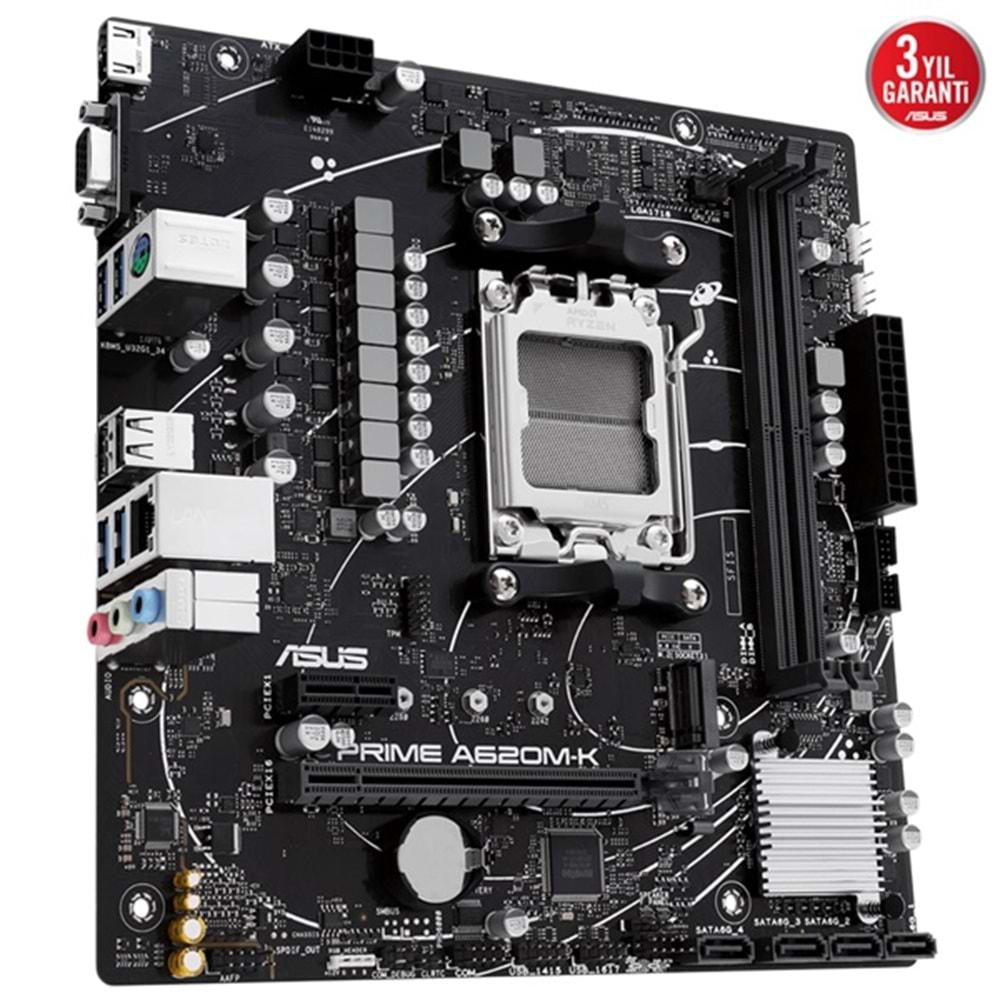 Asus PRIME A620M-K AMD A620 6400 MHz (OC) DDR5 Soket AM5 mATX Anakart