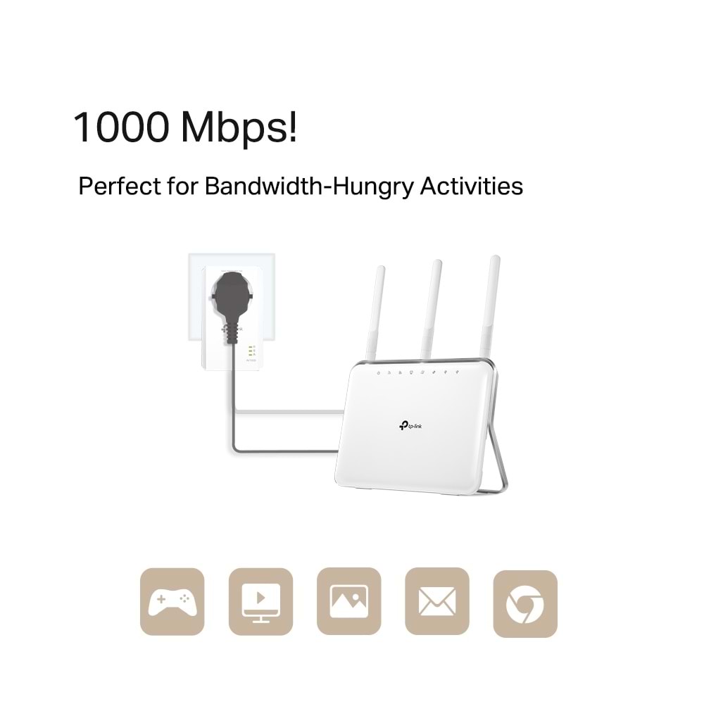 TP-Link TL-PA7017P KIT AV1000 Gigabit Passthrough Powerline Başlangıç Kiti