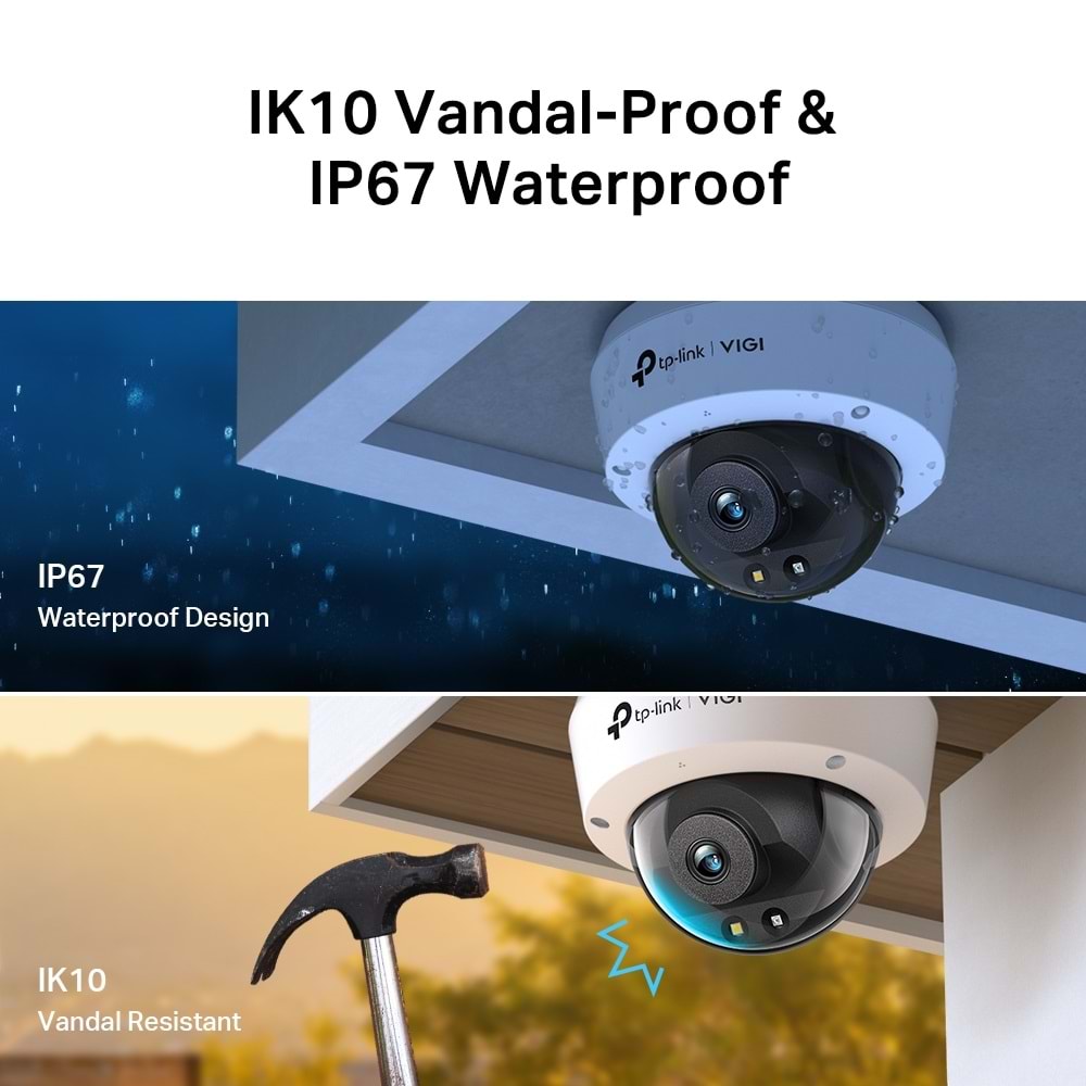 VIGI C250 2.8mm 5MP Full-Color Dome IP Güvenlik Kamerası (IK10, Dahili Mikrofon)