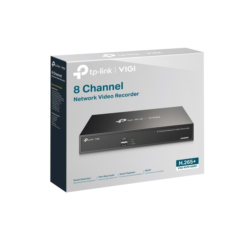 VIGI NVR1008H (v2) 8 Kanal NVR Kayıt Cihazı (H.265+4K 2CH 8MP-8CH 2MP)
