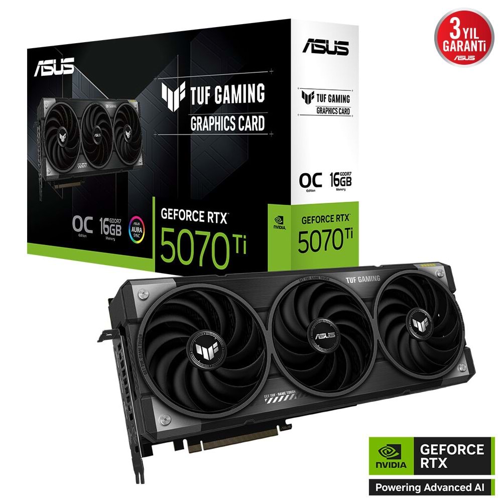 Asus TUF-RTX5070TI-O16G-GAMING 16GB 256Bit GDDR7 DP/HDMI PCI 5.0 Ekran Kartı