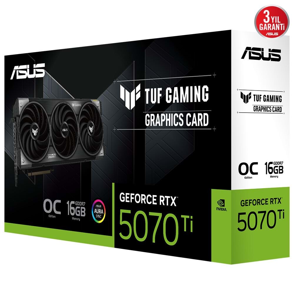 Asus TUF-RTX5070TI-O16G-GAMING 16GB 256Bit GDDR7 DP/HDMI PCI 5.0 Ekran Kartı