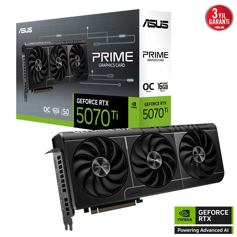 Asus PRIME-RTX5070TI-O16G 16GB 256Bit GDDR7 DP/HDMI PCI 5.0 Ekran Kartı