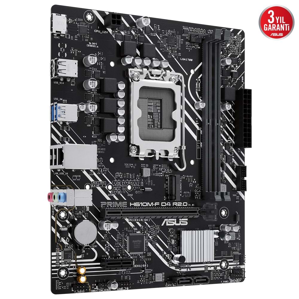 Asus PRIME H610M-F D4 R2.0 H610 DDR4 M.2 HDMI PCI 4.0 1700p Anakart