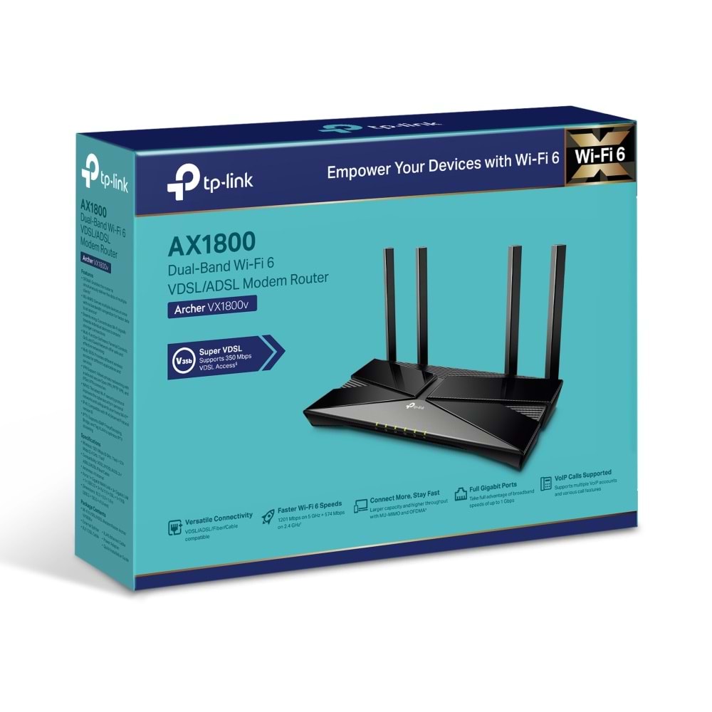 TP-Link Archer VX1800V Wi-Fi 5 GHz 1201 Mbps Modem Router