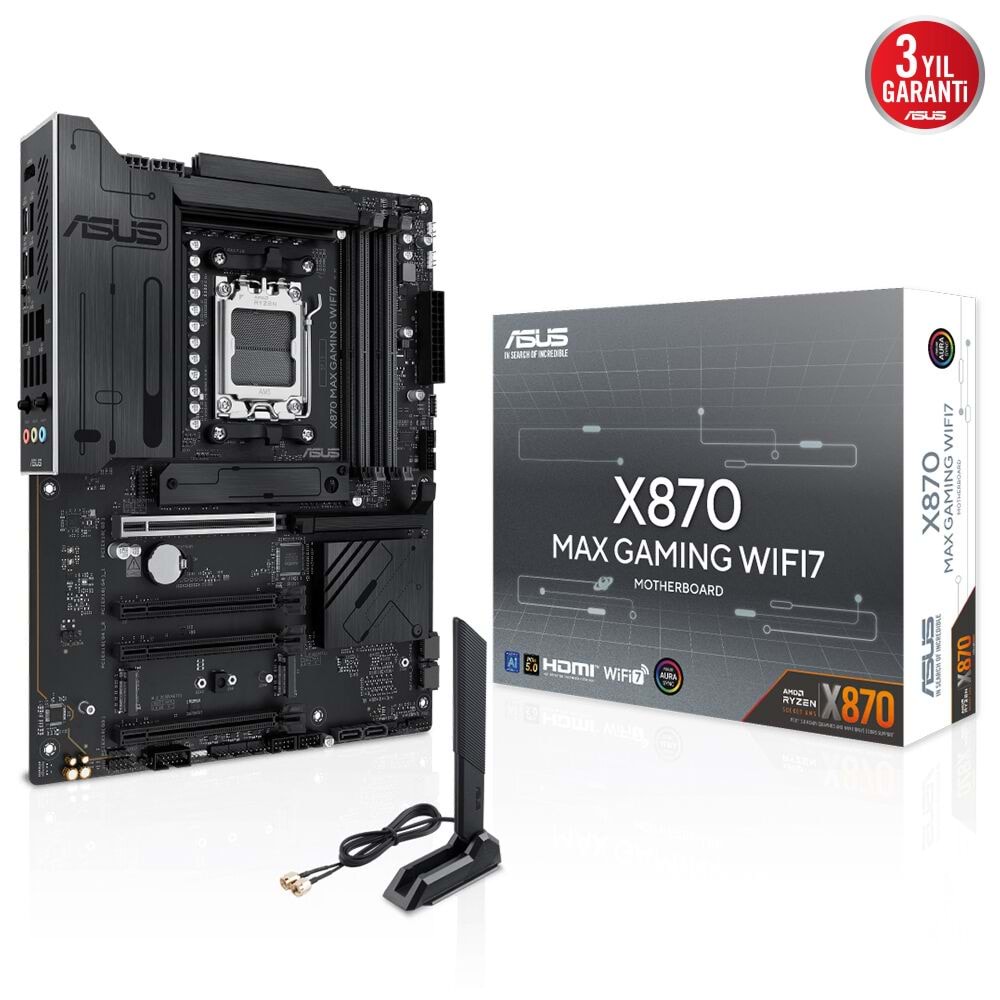 Asus X870 MAX GAMING Wi-Fi 7 Amd X870 Am5 Ddr5 8000 Hdmı 2xusb4 3x Anakart