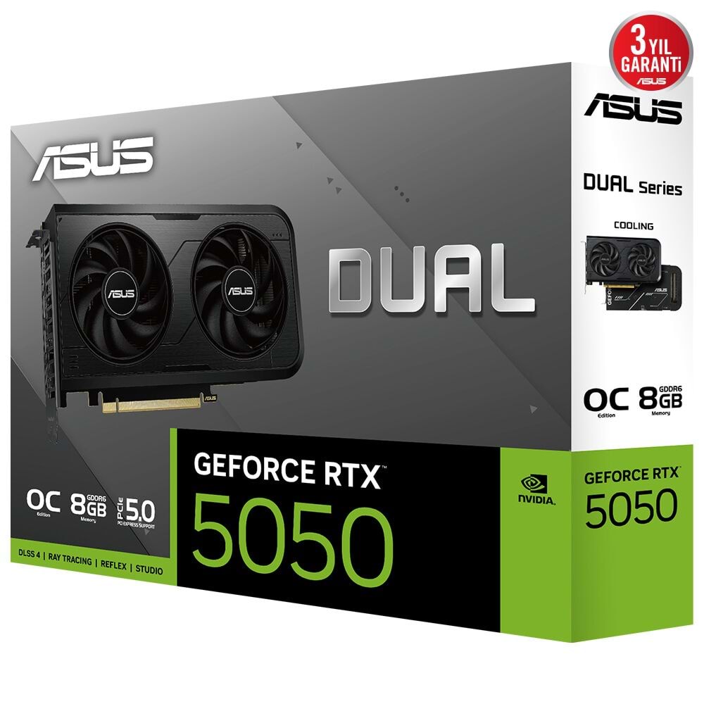 Asus DUAL-RTX5050-O8G 8GB 128Bit GDDR6 DP/HDMI PCI 5.0 Ekran Kartı