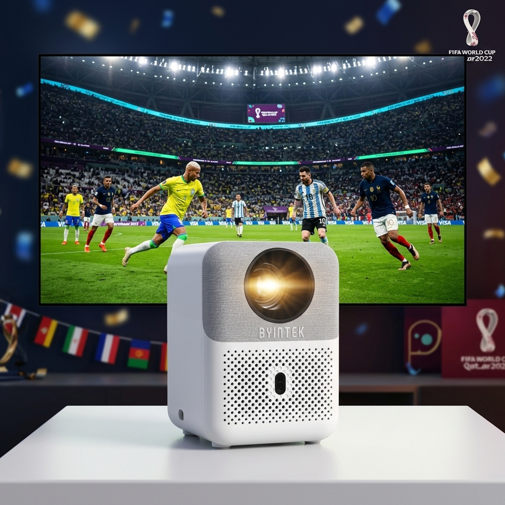 Byintek U4 Projeksiyon Cihazı 1080P LED WiFi 6 BT 5.0, Otomatik Odaklama, 300 ANSI Lümen, Ev Sineması, Dış Mekan, İş, Oyun, Eğitim Amaçlı