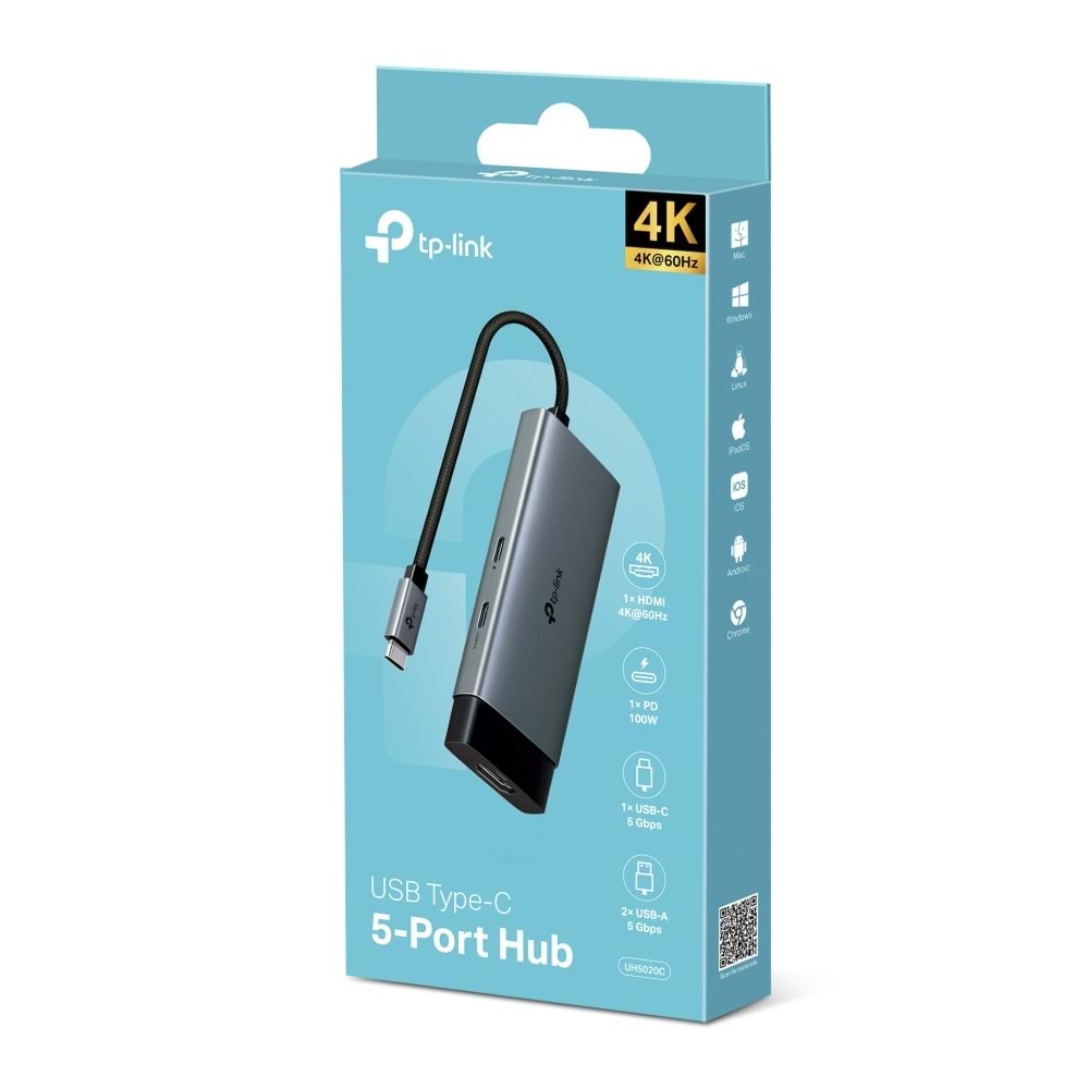 TP-Link UH5020C Type C Port 5'i Bir Arada Usb-c Hub Gri