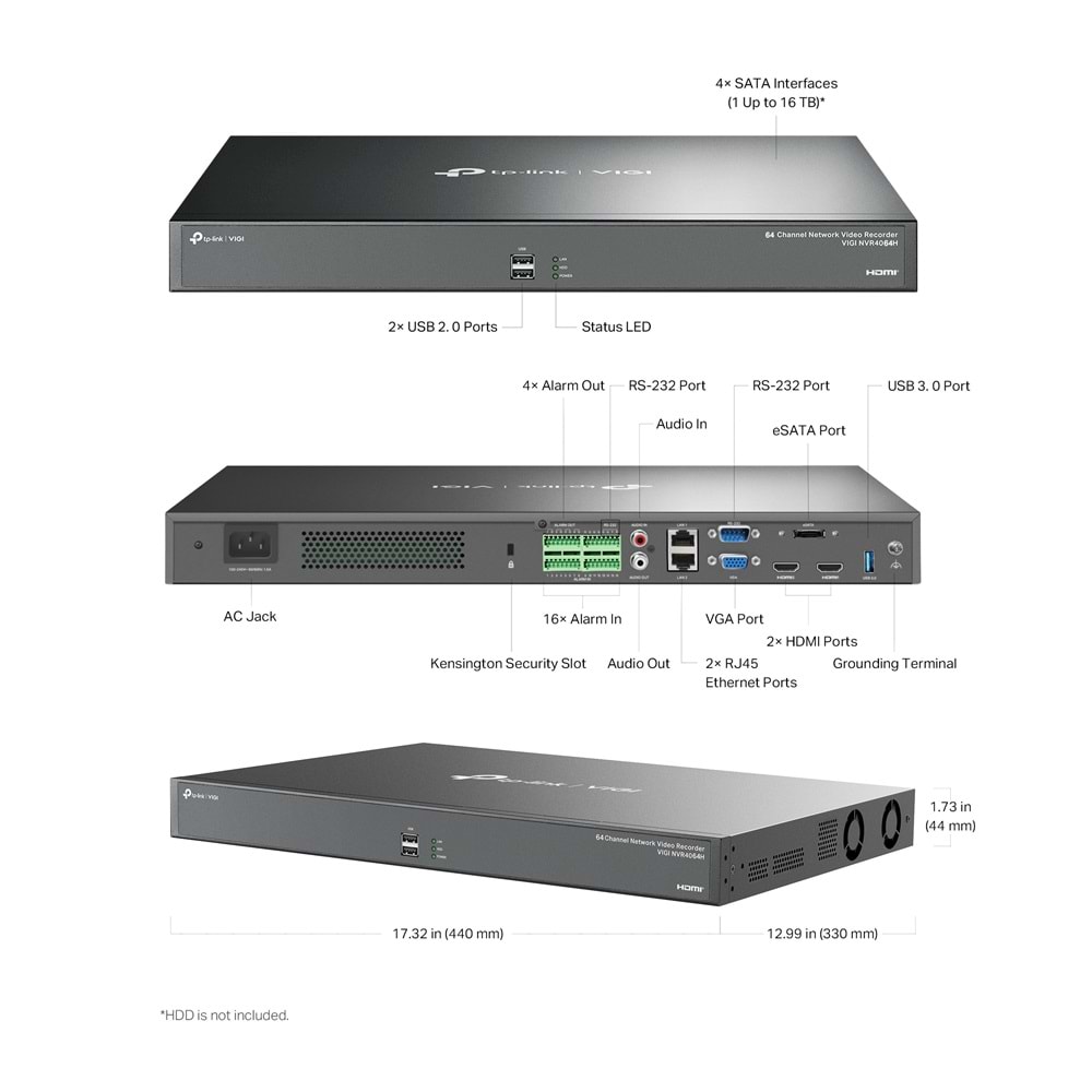 VIGI NVR4064H 64 Kanal 4 Sata NVR Kayıt Cihazı