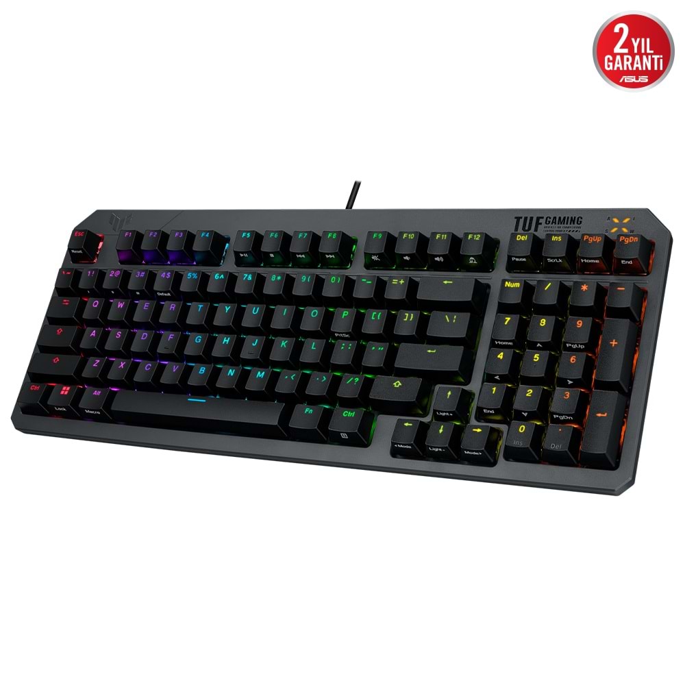 Asus TUF GAMING K3 RD/TR Gen II Red Switch Kablolu Türkçe RGB Optik Mekanik Gaming Klavye