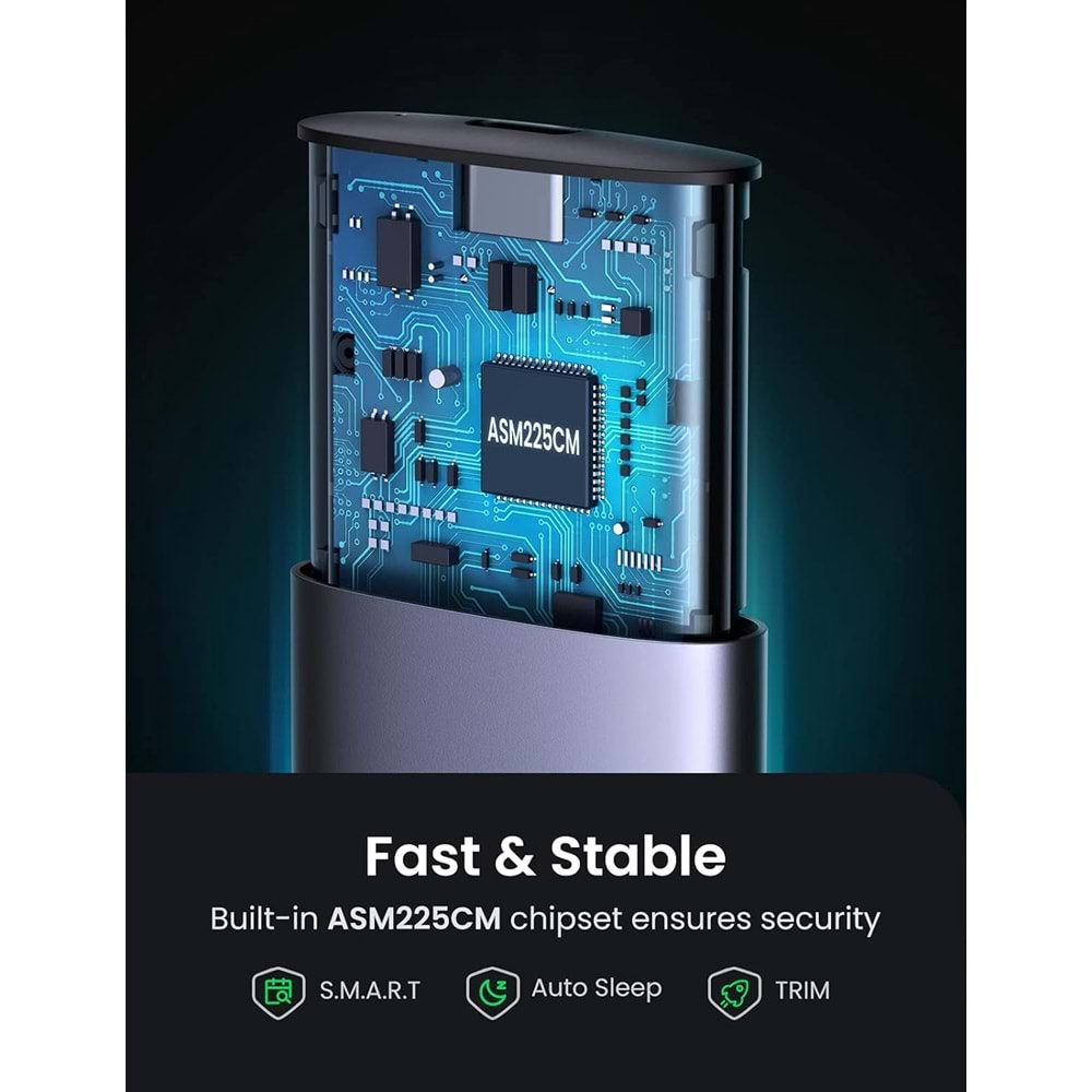 Ugreen CM400 M.2 Sata NGFF SSD UASP Desteği ile 5Gb/s Süper Hız USB 3.1 5Gbps Type-C Gen1 B-Key M+B Key Disk Kutusu 10903