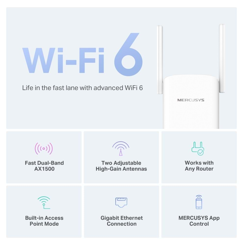 Mercusys ME60X AX1500 Wi-Fi 6 Menzil Genişletici