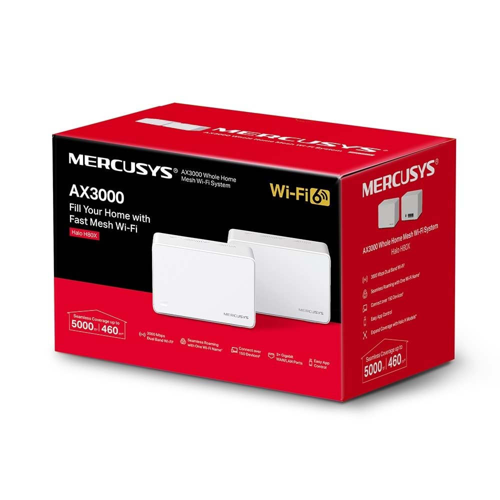 Mercusys Halo H80X 2'li Paket Çift Bantlı AX3000 Router