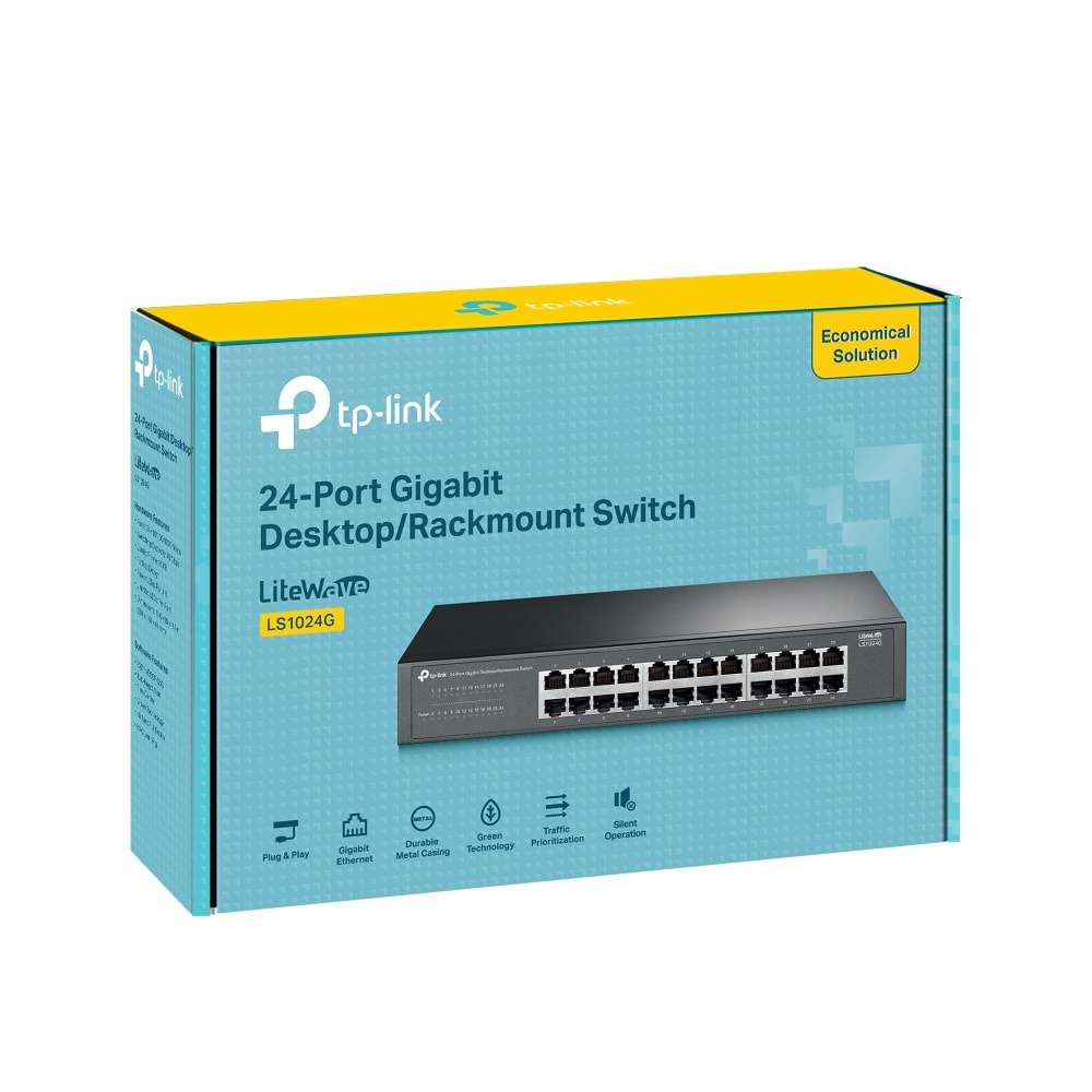 TP-Link LS1024G 24 Port Gigabit Desktop/Rackmount Switch (Metal Kasa)