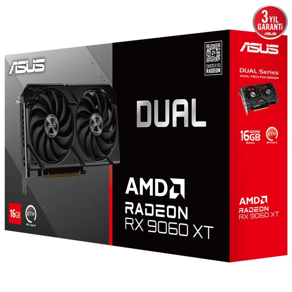 Asus DUAL-RX9060XT-16G 16GB GDDR6 128Bit DP/HDMI PCI 5.0 Ekran Kartı