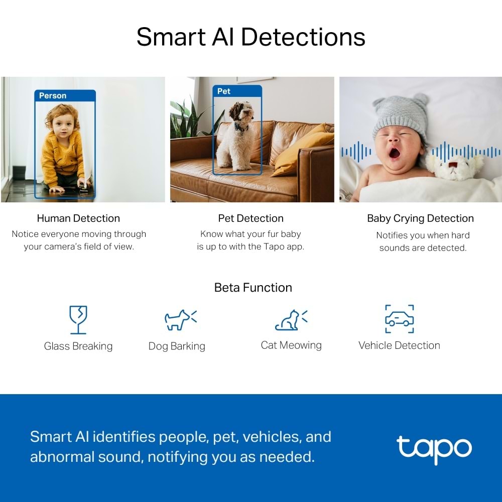 Tapo TC72 2K 4MP QHD Yapay Zekalı Wi-Fi Güvenlik Kamerası (Pan/Tilt)