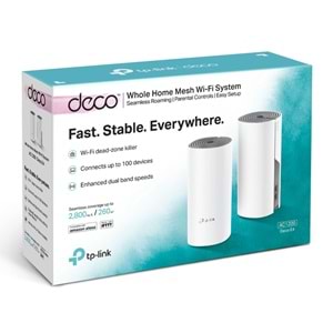 Deco E4 1200 Mbps 5 Ghz Wi-Fi Tüm Ev Mesh Sistemi ( 2'li Paket )
