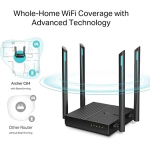 TP-Link Archer C64 AC1200 Mbps Kablosuz MU-MIMO Wi-Fi Router