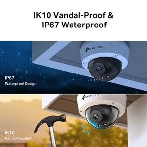 VIGI C250 2.8mm 5MP Full-Color Dome IP Güvenlik Kamerası (IK10, Dahili Mikrofon)