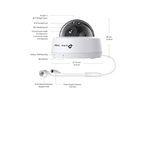 VIGI C240I V1.2 4MP 2.8mm IR LED Dome IP Güvenlik Kamerası ( IK10, Dahili Mikrofon )
