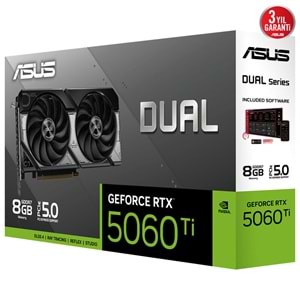 Asus DUAL-RTX5060TI-8G 8GB 128Bit GDDR7 DP/HDMI PCI 5.0 Ekran Kartı