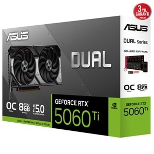 Asus DUAL-RTX5060TI-O8G 8GB 128Bit GDDR7 DP/HDMI PCI 5.0 Ekran Kartı