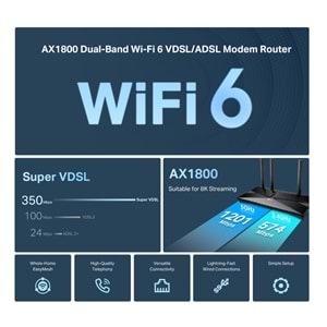 TP-Link Archer VX1800V Wi-Fi 5 GHz 1201 Mbps Modem Router