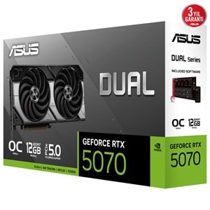 Asus DUAL-RTX5070-O12G 12GB 192Bit GDDR7 DP/HDMI PCI 5.0 Ekran Kartı
