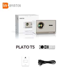 Byintek T5 Max Projeksiyon Cihazı, Lisanslı Google TV, Full HD 1080P, 1000 ANSI Lümen, HDR10, Otomatik Odaklama, Otomatik Trapez Düzeltme, Wi-Fi, Bluetooth 5.0, Sızdırmaz Optik Motor