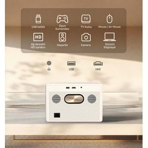 Byintek T5 Max Projeksiyon Cihazı, Lisanslı Google TV, Full HD 1080P, 1000 ANSI Lümen, HDR10, Otomatik Odaklama, Otomatik Trapez Düzeltme, Wi-Fi, Bluetooth 5.0, Sızdırmaz Optik Motor