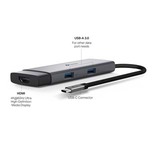 TP-Link UH5020C Type C Port 5'i Bir Arada Usb-c Hub Gri