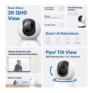 Tapo TC72 2K 4MP QHD Yapay Zekalı Wi-Fi Güvenlik Kamerası (Pan/Tilt)