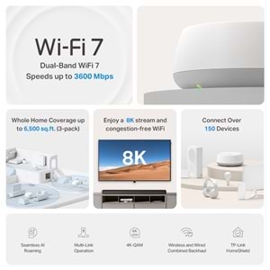 Deco BE22 2 pack Wi-fi 7 Mesh Sistemi Be3600 Mbps Fiber Uyumlu Çift Bant Menzil Genişletici