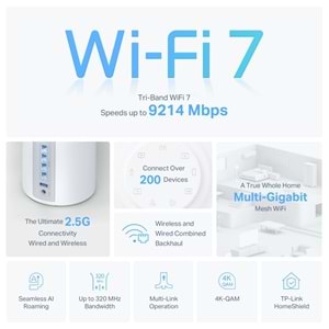 DECO BE65 2Li Wi-Fi 6 BE9300 Tüm Evi Kapsayan Mesh Wifi Sistemi