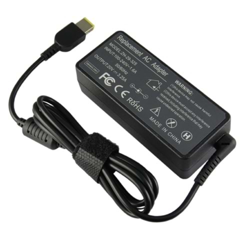 Lenovo 20V 3.25A Notebook Adaptör - Dikdörtgen Pinli Uç - Usb Tip