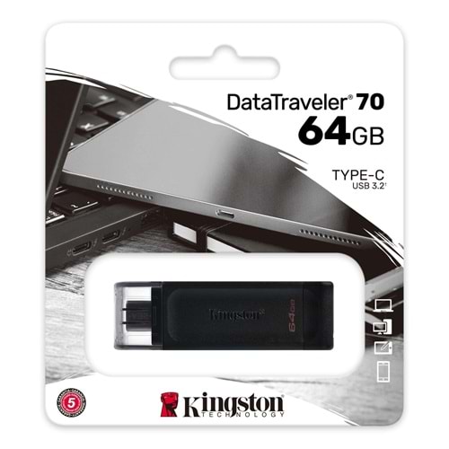 Kingston DT70/64GB 64GB Usb-C 3.2 Gen 1 Type-C Flash Bellek