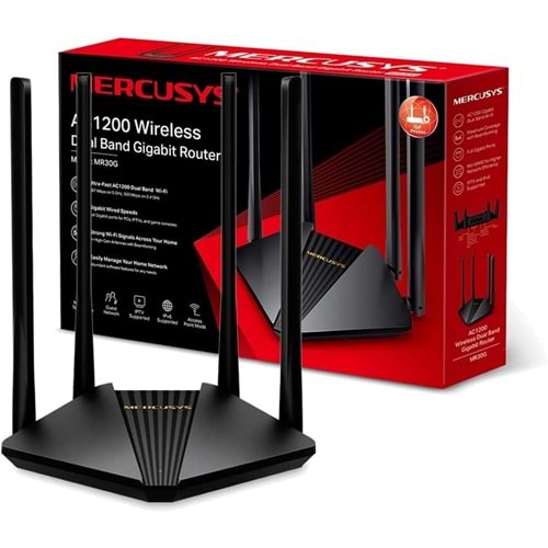 Mercusys MR30G AC1200 Mbps Gigabit Portlu Kablosuz Dual-Band Router