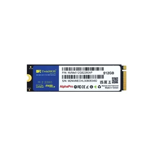 Twinmos 512 GB M.2 PCIE Gen3 NVMe 3600-3250MB/s SSD NVMe512GB2280AP