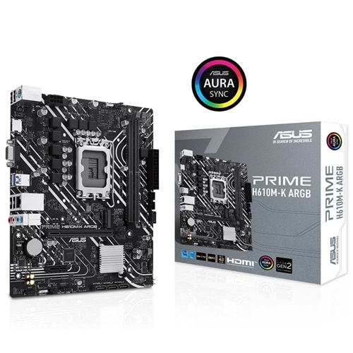 Asus PRIME H610M-K ARGB Intel H610 5600 MHz DDR5 Soket LGA1700 Anakart